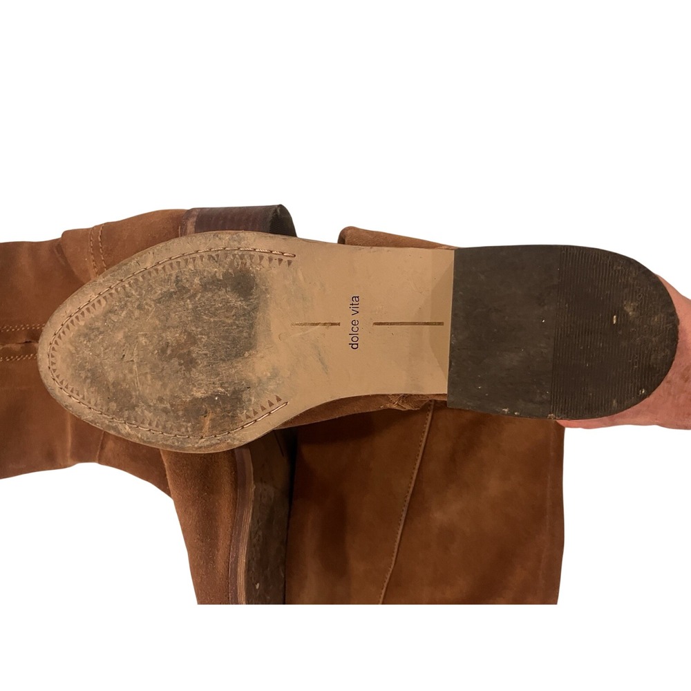 Dolce Vita Brown Suede Knee High Zip Riding Boots Almond Toe Women's - Picture 3 of 9